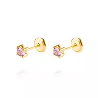 Aros de Oro 18kt Piedra de Amatista 3mm