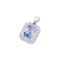 Colgante de Oro Blanco 18kt Circón-Aguamarina