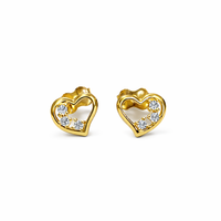 Aros Oro Amarillo 18kt Corazón Circonita