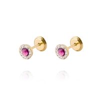 Aros de Oro 18kt Circulo Amatista 3mm