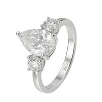 Anillo de Plata Esterlina 925 Gota Grande con Circonita