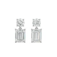 Aros de Plata Esterlina 925 Circonita Emerald Cut