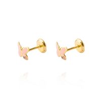 Aros de Oro 18kt Mariposa Circonita Esmaltada