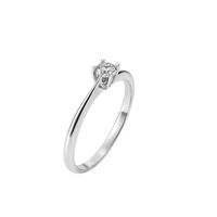 Anillo Oro Blanco 18kt Solitario Circonita 4MM