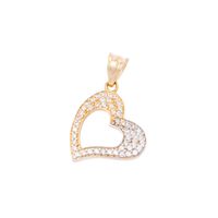 Colgante de Oro 18kt Corazón Bicolor Circonita