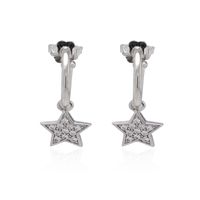 Aros de Plata Esterlina 925 Argollas Circonita Estrella
