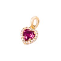 Colgante de Oro 18kt Corazón Circonita-Rubí