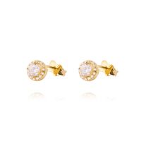 Aros de Oro 14kt Circonita Destellante 4mm