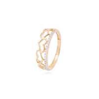 Anillo de Oro Amarillo 18kt Corona de Corazones Circonitas