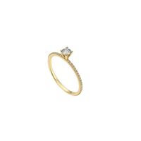 Anillo Oro Amarillo 14kt Circonita Central 4MM cuatro grifas