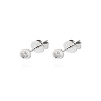 Aros Oro Blanco 18kt Diamantes Punto de Luz 12pts SI/H