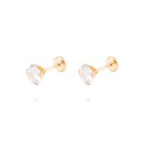 Aros de Oro de 18kt Circón solitario 6mm