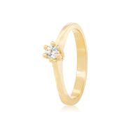 Anillo Compromiso de Oro 18kt Solitario Circón 6 grifas.