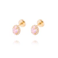 Aros de Oro de 18kt Rosa Francia con Circón