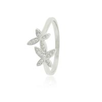 Anillo de Plata Esterlina 925 Doble Mariposa Circonita