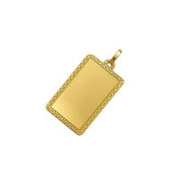 Colgante Oro Miel 18kt Placa Rectangular Borde Diamantado
