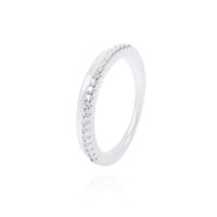 Anillo de Plata Esterlina Medio Cintillo Reina Con Circonita