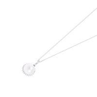 Collar Oro Blanco 18kt Perla 5-6 mm y Diamantes 14 Pts