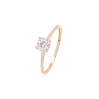 Anillo Compromiso de Oro 18Kt Circonita Corte Redondo 5 MM de 4 Grifas