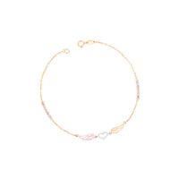 Pulsera Oro Bicolor 18kt Corazón y Alas