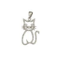 Colgante de Plata Esterlina 925 Gato con Circonita