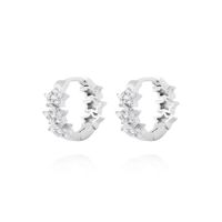 Aros de Plata Esterlina 925 Argollas 3 Estrellas Circon