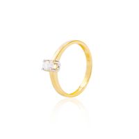 Anillo Compromiso de Oro 18Kt Solitario Bicolor Circonita