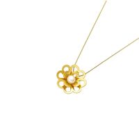 Collar Oro Amarillo 18kt Flor- Perla Central 5MM