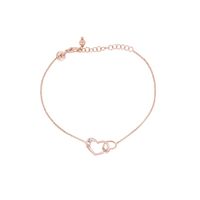 Pulsera Plata Esterlina 925 Corazón Rose Revestido Oro 18kt