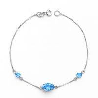 Pulsera Oro Blanco 18Kt Agua Marina