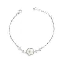 Pulsera de Plata Esterlina 925 Flor de Nácar con Circonita