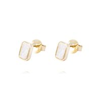 Aros Plata Revestida en Oro 18kt Rectangular Con Circonita