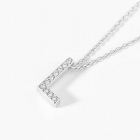 Collar Oro Blanco 18kt Letra L Diamante 6Pts | Danielle Costantini