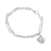 Pulsera de Plata Esterlina 925 Corazón Colgante