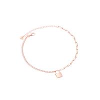 Tobillera Plata Esterlina 925 Revestido Oro 18kt Candado