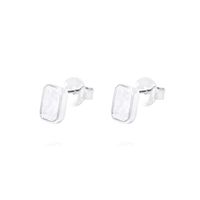 Aros de Plata Esterlina Rectangular Con Circonita