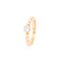 Anillo Plata Esterlina 925 Bolita Circonita Revestido Oro 18kt