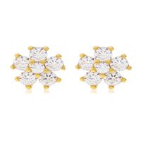 Aros de Oro 18kt Modelo Flor 6 circones