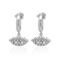 Aros de Plata Esterlina 925 Argollas Ojo Circonita