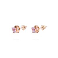 Aros Oro Miel 18kt Chatón Rosa de Francia 5mm