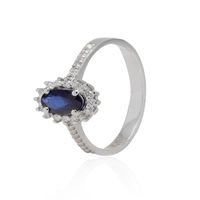 Anillo Compromiso Oro Blanco 18kt Diamantes 19 Pts y 48Pts Zafiro