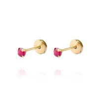 Aros de Oro 18kt Piedra Rubi 3mm