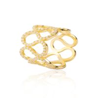 Anillo de Plata Esterlina 925 Ondas Circon Revestido en Oro 18kt