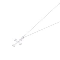 Collar Oro Blanco 18kt Cruz Sagrada Diamantes 9 Pts