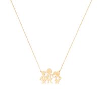 Collar de Oro Amarillo 18kt Colgante Familia Niño-Niña
