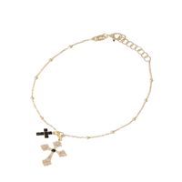 Pulsera de Plata Esterlina 925 Cruz Onix Revestido en Oro 18kt