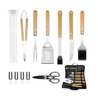 Set De 18 Piezas Utensilios Parrillero Asado Acero Inoxidable