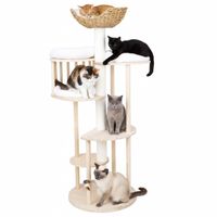 Rascador Para Gatos Tipo Torre Con Casa Elegante Beige