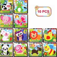 Pack de 10 Rompecabezas de Animales y Vehiculos 15