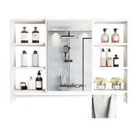 Mueble Organizador De Baño 90x12x70 cm Con Espejo 6 Niveles